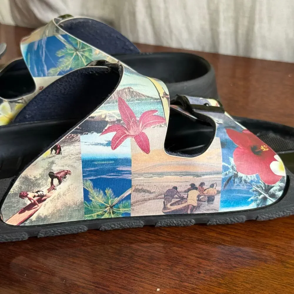 Birki's by Birkenstock Y2K Hawaii Tiki Sandals Colorful Buckle Women Size 41 R - Picture 4 of 12